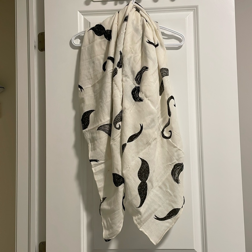 Stylish Black and White Mustache Scarf